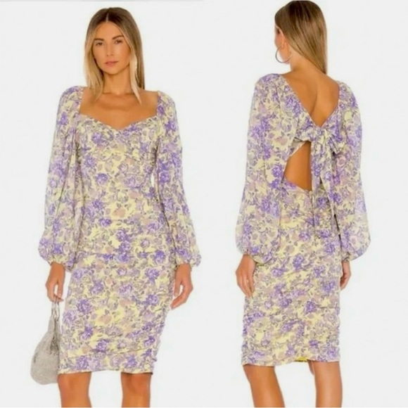 For Love And Lemons Purple and Yellow Floral Dress